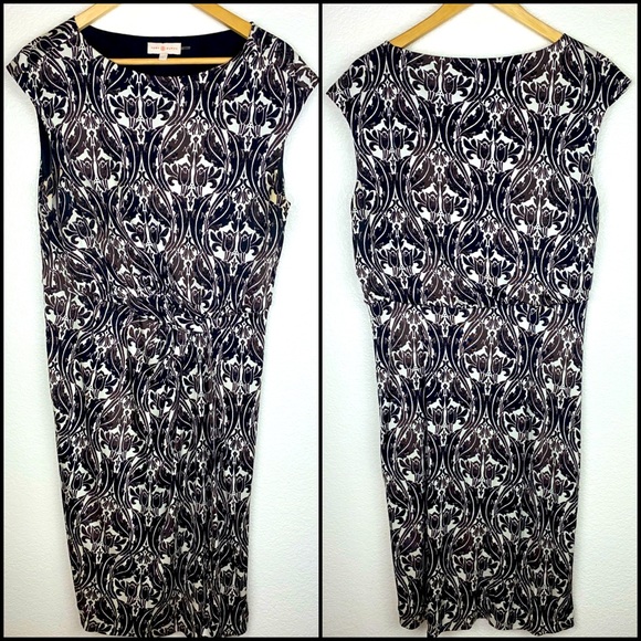 Tory Burch 100% Silk Damask Jacquard Floral Print Dress - Picture 5 of 9